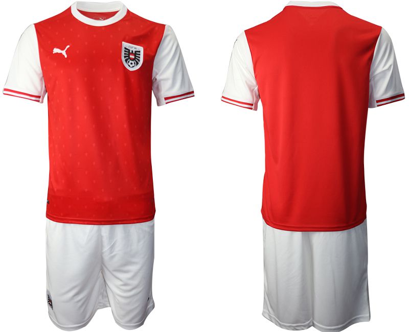 Men 2020-2021 European Cup Austria home red blank Soccer Jersey->customized soccer jersey->Custom Jersey